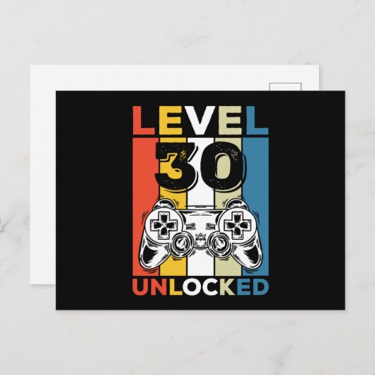 Carte Postale Anniversaire 30ème Niveau Débloqué 30 Jeux Vidéo R (Devant / Derrière)