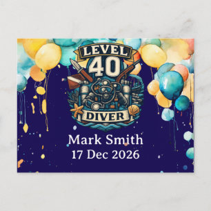 Carte Postale Anniversaire 40 ans plongée 