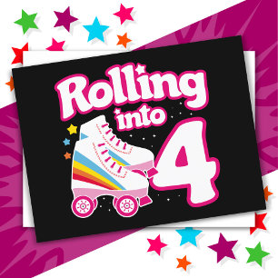 Carte Postale Anniversaire 4 Ans Patin à Roulettes 4 Ans