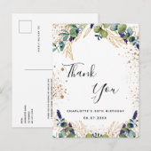 Carte Postale Anniversaire 50 eucalyptus verdure merci (Devant / Derrière)