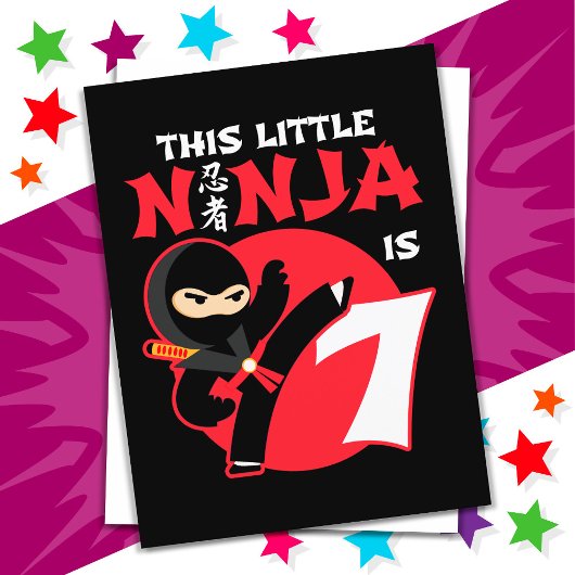 Carte Postale Anniversaire 7 ans Fête Enfants 7 Ans Petits Ninja