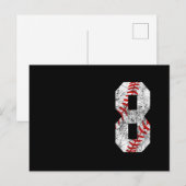 Carte Postale Anniversaire 8 Ans Baseball Gros Numéro Huit 8 Ans (Devant / Derrière)