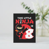 Carte Postale Anniversaire 8 ans Enfants Fête Petit Ninja 8 (Debout devant)