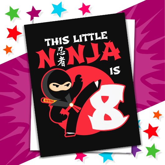 Carte Postale Anniversaire 8 ans Enfants Fête Petit Ninja 8