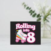 Carte Postale Anniversaire 8 ans patin à roulettes 8 ans (Debout devant)