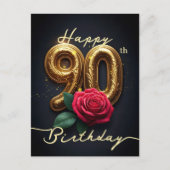 Carte Postale Anniversaire 90 ans élégant rose scintillant (Devant)