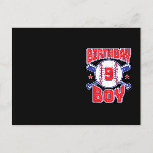 Carte Postale Anniversaire 9 ans Baseball Grand Numéro Neuf 9 An