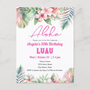 Carte Postale Anniversaire Adulte Tropical Aloha Luau