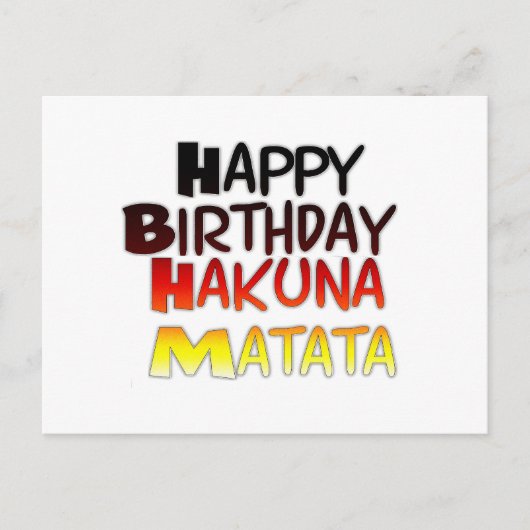 Carte Postale Anniversaire allemand Hakuna Matata Art Imprimer (Devant)