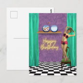 Carte Postale Anniversaire Alter Art Funky Nageur Vintage (Devant / Derrière)