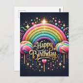 Carte postale anniversaire - arc-en-ciel glitard (Devant / Derrière)