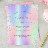Carte Postale Anniversaire arc-en-ciel rose or diamant rose invi