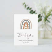 Carte Postale Anniversaire arc-en-ciel rose or gris blanc merci (Debout devant)