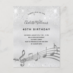 Carte Postale Anniversaire argent note 40e invitation