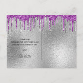 Carte Postale Anniversaire argent parties scintillant violet mod (Dos)