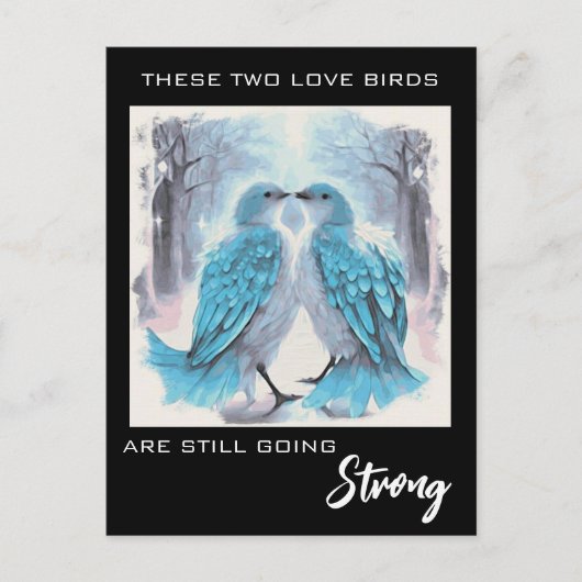 Carte Postale *~* Anniversaire Artsy Inséparables hiver AP54 (Devant)