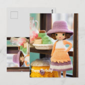 Carte Postale Anniversaire au crochet et aux cupcakes (Devant / Derrière)