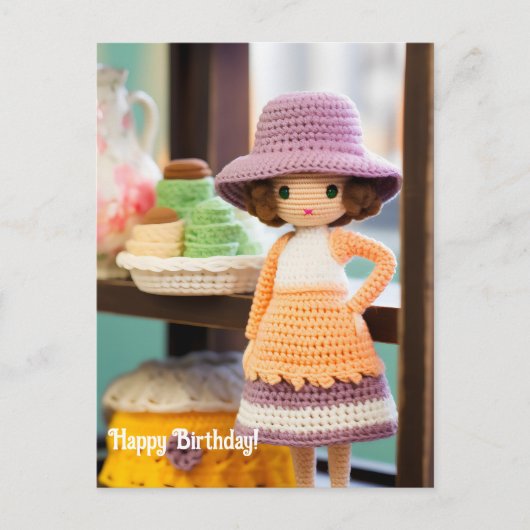 Carte Postale Anniversaire au crochet et aux cupcakes (Devant)