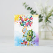 Carte Postale Anniversaire au thème arc-en-ciel avec fleurs de p (Debout devant)