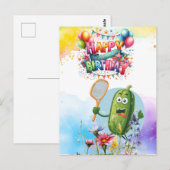 Carte Postale Anniversaire au thème arc-en-ciel avec fleurs de p (Devant / Derrière)