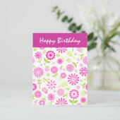 Carte postale Anniversaire aux fleurs roses (Debout devant)