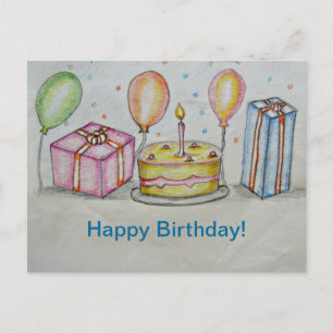 Carte Postale Anniversaire avec ballons