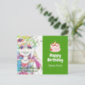 Carte postale anniversaire avec dessins animés (de (Debout devant)