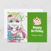 Carte postale anniversaire avec dessins animés (de (Devant / Derrière)