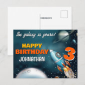 Carte Postale Anniversaire Aventure Spatiale Fusée (Devant / Derrière)