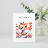 Carte Postale Anniversaire Avion Girafe (Debout devant)