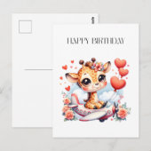 Carte Postale Anniversaire Avion Girafe (Devant / Derrière)
