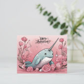 Carte Postale Anniversaire Babby Narwhal (Debout devant)