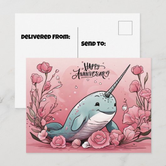 Carte Postale Anniversaire Babby Narwhal (Devant / Derrière)