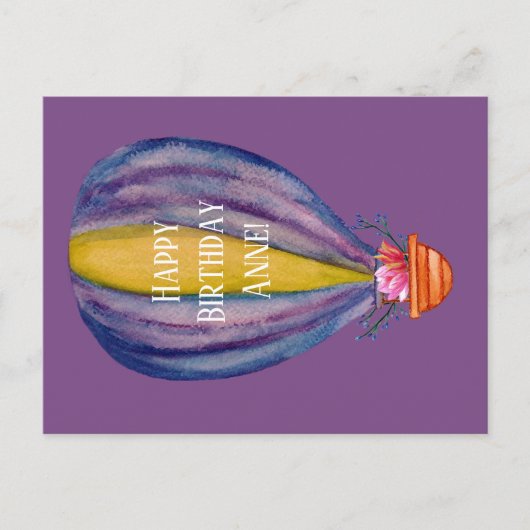 Carte Postale Anniversaire Ballon Et Fleurs À Air (Devant)