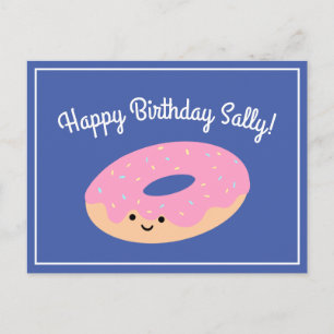 Carte Postale Anniversaire Beignet Rose