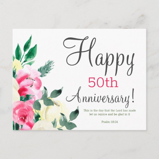 Carte postale Anniversaire Bible Florale Verse (Devant)