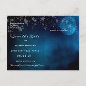 Carte Postale Anniversaire bleu lune rose floral Enregistrer la  (Dos)