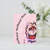 Carte Postale Anniversaire Cerise Cupcake Doodfood Combat sur ro (Debout devant)