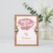 Carte Postale anniversaire Changement de nom personnel Rose or C (Debout devant)