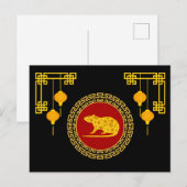 Carte Postale Anniversaire chinois du Nouvel An (Devant / Derrière)