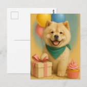 Carte Postale Anniversaire Chow Chow (Devant / Derrière)