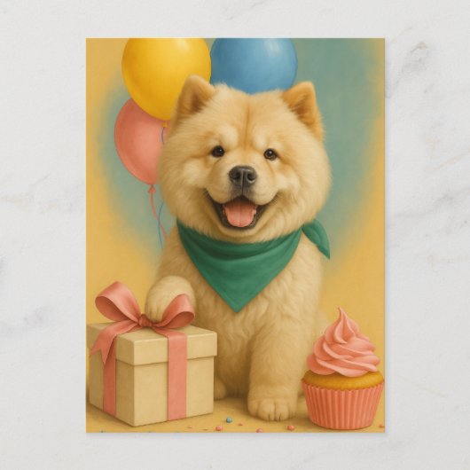 Carte Postale Anniversaire Chow Chow (Devant)
