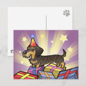 Carte Postale Anniversaire Dachshund (cheveux filaires) (Devant / Derrière)