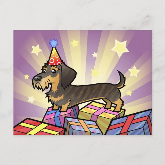Carte Postale Anniversaire Dachshund (cheveux filaires) (Devant)