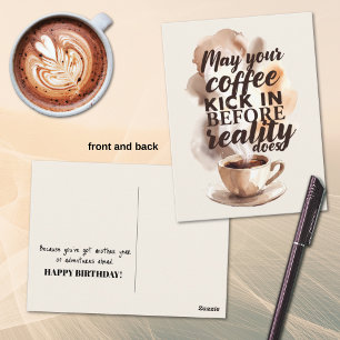 Carte Postale Anniversaire d'amour de café humoristique du matin