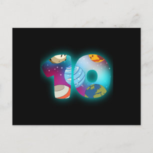 Carte Postale ANNIVERSAIRE DANS L'ESPACE 10 Garçon 10 ans 10ème 