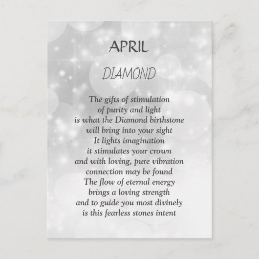 Carte Postale Anniversaire d'avril Pierre de naissance Diamant (Devant)