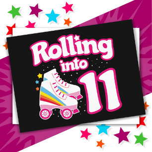 Carte Postale Anniversaire de 11 ans de patin à roulettes 11 ans
