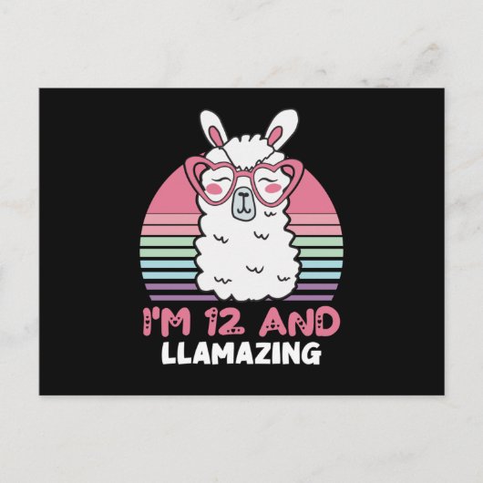 Carte Postale Anniversaire de 12 ans Llamazing 12e anniversaire  (Devant)