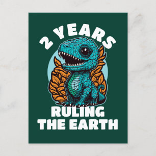 Carte Postale Anniversaire de 2 ans de bébé dinosaure